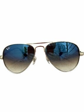 NIB Ray-Ban Aviator Max Polished Silver Sunglasses Blue Gradient Lenses